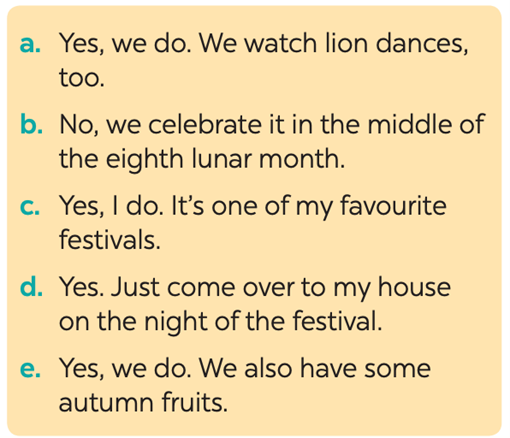 Mark is talking to Trang about the Mid-Autumn Festival. Fill in the blanks with Trang's answers below (ảnh 1)