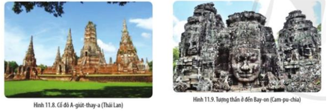 Đọc thông tin và quan sát Hình 11.8, 11.9 hãy nêu thành tựu chủ yếu của kiến trúc, điêu khắc ở Đông Nam Á (ảnh 1)