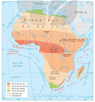 Đọc thông tin trong mục b và hình 2, hãy cho biết đặc điểm nổi bật của khí hậu châu Phi. (ảnh 1)