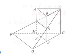 Cho khối lăng trụ ABC.A'B'C'  có thể tích bằng 1. Gọi M, N lần lượt là trung điểm các đoạn thẳng  AA' và BB' . Đường thẳng CM cắt đường thẳng C'A'  tại P, đường thẳng CN cắt đường thẳng C'B'  tại Q. Thể tích của khối đa diện lồi   bằng (ảnh 1)