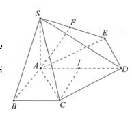Cho hình chóp S.ABCD có đáy ABCD là hình thang vuông tại A và B với AB=BC=a , AD=2a ,  SA vuông gốc (ACBCD),  SA=a. Tính theo a khoảng cách giữa hai đường thẳng S.ABC. (ảnh 1)