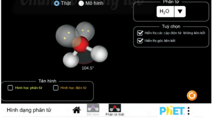 Thực hành thí nghiệm “Hình dạng phân tử” bằng phần mềm PhET.  (ảnh 1)