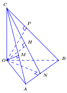 Cho tứ diện OABC có ba cạnh OA,OB,OC đôi một vuông góc với nhau. Biết khoảng cách từ điểm O đến các đường thẳng BC,CA,AB lần lượt là  (ảnh 1)