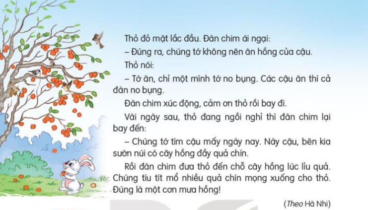 Khi nhìn thấy cây hồng có quả xanh, thỏ đã nghĩ gì và làm gì? (ảnh 2)