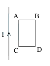 Một khung dây ABCD được đặt đồng phẳng với một dòng điện I thẳng (ảnh 1)