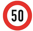 Số 50 trên biển báo dưới đây có ý nghĩa gì? A. Tốc độ tối đa các xe cơ giới được phép chạy. (ảnh 1)