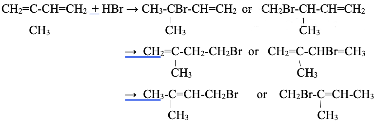 Khi cho Isopren tác dụng với HBr theo tỷ lệ mol 1 : 1, (ảnh 1)