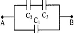 Cho mạch điện như hình vẽ. Biết các tụ C1 = 0,25 nuyF, C2 = 1 nuyF, C3 = 3 nuYF (ảnh 1)