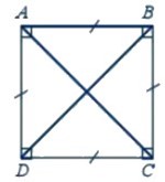 Đặc điểm nào dưới đây không phải là tính chất của hình vuông ABCD (ảnh 2)