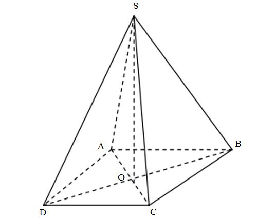 Thể tích khối chóp tứ giác đều có tất cả các cạnh bằng 6 gần bằng số nào sau đây nhất? (ảnh 1)