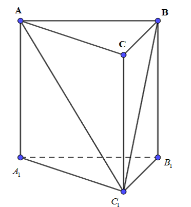 Cho lăng trụ đứng ABCD.A1B1C1D1 có đáy ABC là tam giác vuông cân tại C (ảnh 1)