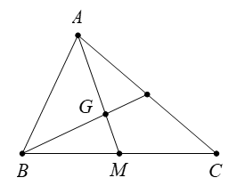 Cho tam giác ABC có M là trung điểm của BC, G là trọng tâm của tam giác ABC. (ảnh 1)