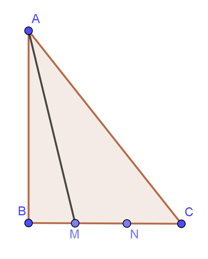 Cho tam giác ABC. Hai điểm M, N chia cạnh BC theo ba phần bằng nhau (ảnh 1)