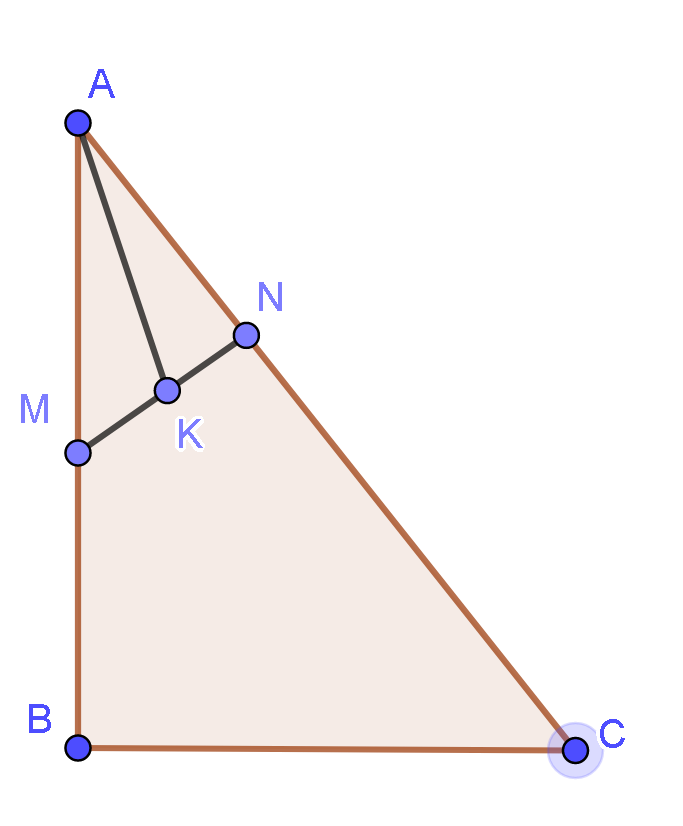 Cho tam giác ABC, gọi M là trung điểm AB và N là một điểm trên cạnh AC sao cho (ảnh 1)