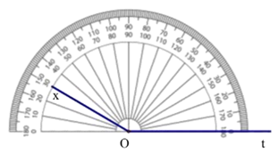 Góc xOt dưới đây có số đo là bao nhiêu độ và là góc nhọn hay góc tù (ảnh 1)