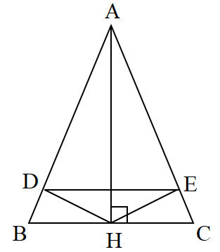 Cho ΔABC cân tại A kẻ AH vuông góc vớiBC (H thuộc BC). a) Chứng minh: HB = HC.  (ảnh 1)