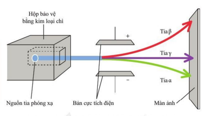 Khi chiếu chùm tia phóng xạ (α, β, γ) đi vào giữa hai bản điện cực, (ảnh 1)