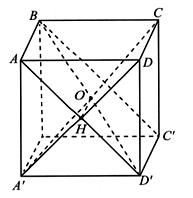 Cho hình lập phương ABCD.A'B'C'D' . Gọi delta  là góc giữa đường thẳng A'C  và mặt phẳng (ABC'D') . Khi đó: (ảnh 1)