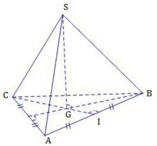 Cho hình chóp tam giác đều có cạnh bên là b và chiều cao là h (b > h). (ảnh 1)