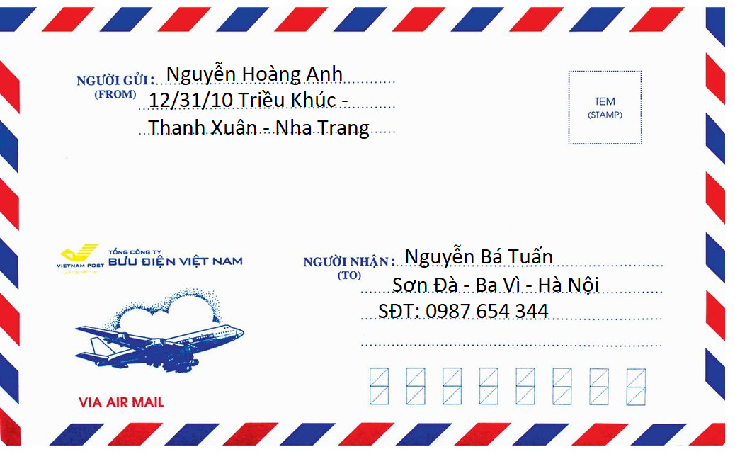 Viết phong bì để gửi thư tới người thân (ảnh 1)