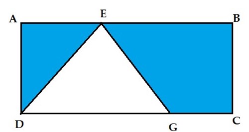 Tính diện tích của phần được tô màu dưới đây biết: độ dài cạnh AB = 12 cm, BC = 4 cm và DG = 9 cm. (ảnh 1)