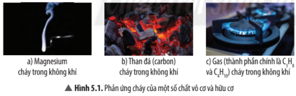 Dựa vào Hình 5.2, kể tên chất cháy, chất oxi hóa và nguồn nhiệt (ảnh 2)