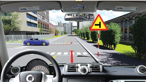Để điều khiển cho xe đi thẳng, người lái xe phải làm gì là đúng quy tắc giao thông? A. Nhường xe  (ảnh 1)