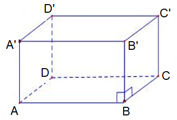 Cho hình hộp chữ nhật ABCD.A’B’C’D’ (như hình vẽ). Tính thể tích của hình hộp chữ nhật. Biết AB = 5 cm, BC = 4 cm, CC’= 3 cm.  (ảnh 1)