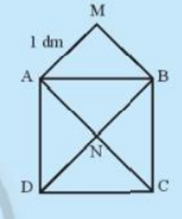 Cho hai hình vuông ABCD và AMBN như hình bên. Cho biết cạnh AM = 1dm. (ảnh 1)