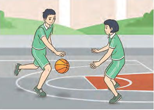 Em hãy cùng bạn luyện tập dẫn bóng vòng sang bên phải, bên trái bạn đứng đối diện  (ảnh 1)