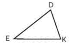 a) Đo độ dài các cạnh DE, EK, KD. b) Tính chu vi hình tam giác DEK. (ảnh 1)