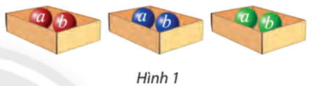 Có ba hộp, mỗi hộp đựng hai quả cầu được dán nhãn a và b (xem Hình 1).  (ảnh 1)