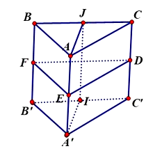 Hình lăng trụ đứng ABC.A'B'C' có đáy ABC là tam giác vuông cân tại A (ảnh 1)