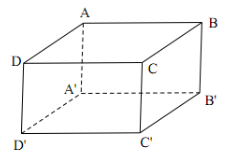 Cho hình hộp chữ nhật ABCD.A’B’C’D’ có AB = a (ảnh 1)