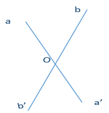  Góc aOb và góc b’Oa’ là: A. hai góc đối đỉnh; B. hai góc kề nhau; (ảnh 1)
