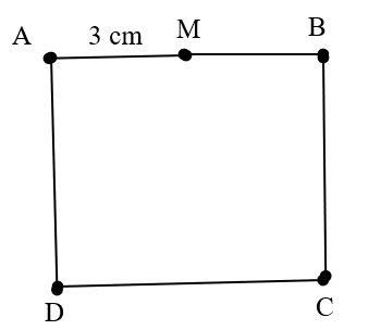 Cho hình vuông ABCD có M là trung điểm của đoạn thẳng AB, biết AM = 3 cm. Tính chu vi hình vuông ABCD. (ảnh 1)