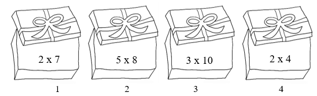 Hộp quà nào sau đây ghi phép tính có kết quả bằng phép tính: 6 x 5 (ảnh 1)