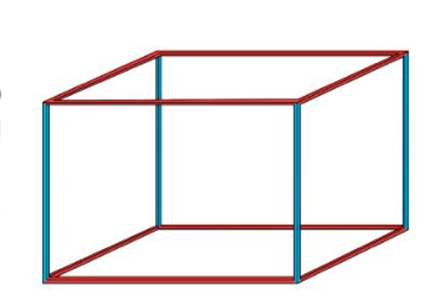 Một chiếc khung sắt dạng khối hộp chữ nhật được sơn các màu như hình vẽ. Hỏi có mấy cạnh được sơn màu đỏ? (ảnh 1)