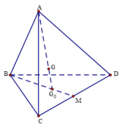 Cho tứ diện ABCD. Gọi G là trọng tâm tứ diện ABCD và G0 là trọng tâm tam giác BCD. Khẳng định nào sau đây đúng? (ảnh 1)