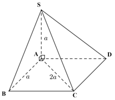 Cho hình chóp S.ABCD có đáy ABCD là hình chữ nhật. Biết SA vuông góc với đáy và AB = SA = a, AC = 2a. Tính góc giữa hai đường thẳng SD và BC. (ảnh 1)