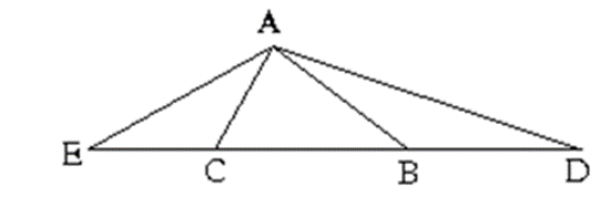 Cho tam giác ABC với AC < AB. Trên tia đối của tia BC lấy điểm D sao cho BD = AB. Trên tia đối của tia CB lấy điểm E sao cho CE = AC. Vẽ các đoạn thẳng AD, AE. 	a) So sánh góc ADC và góc AEB; 	b) So sánh các đoạn thẳng AD và AE. (ảnh 1)