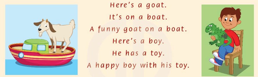 Listen and chant (Nghe và hát) Hể's a goat. It's on a boat. (ảnh 1)