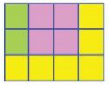 Màu gì? Hình chữ nhật sau được tô theo ba màu: xanh, hồng, vàng (ảnh 1)