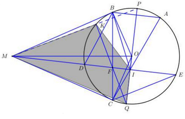 Cho đường tròn (O), điểm M nằm ngoài đường tròn (O). kẻ hai tiếp tuyến MB, MC (B và C là các tiếp điểm) với đường tròn. Trên (ảnh 1)
