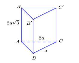 Cho hình lăng trụ đứng ABC.A'B'C' có đáy ABC là tam giác vuông tại B (ảnh 1)