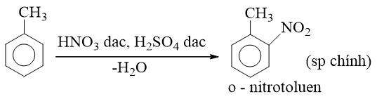 Chất hữu cơ nào sau đây là sản phẩm phụ của phản ứng giữa toluen với dung dịch HNO3 đặc/H2SO4 đặc, đun nóng (tỉ lệ mol 1:1)? (ảnh 1)