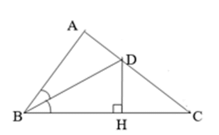 a) Tính độ dài cạnh BC và chu vi tam giác ABC; b) Đường phân giác của góc B cắt AC tại D. Vẽ  . Chứng minh:  ; c) Chứng minh: DA < DC. (ảnh 1)