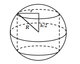 Cho hình trụ có chiều cao bằng 4 và nội tiếp trong mặt cầu có bán kính bằng 3 (ảnh 1)