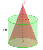 Cho hình nón có độ dài đường kính đáy là 2R , độ dài đường sinh là R căn bậc hai 17 (ảnh 1)