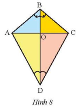 a) Trong Hình 8, tìm tia phân giác của các góc ABC, ADC (ảnh 1)